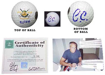 "Chevy Chase Autographed Caddyshack Golf Ball (Signed 'C.C.' LE #'d/144; from Bushwood Country Club)"
