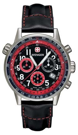 Commando SR Men's Watch with Black Dial, Red and Black Sub-Dials and Black Leather Straps by Wenger® - Maker of the Genuine Swiss Army Knife new Commando SR Men's Watch with Black Dial, Red and Black Sub-Dials and Black Leather Straps by Wenger® - Maker of the Genuine Swiss Army Knife