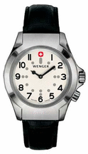 TerraGraph Braille Mens Watch with White Dial and Black Leather Strap by Wenger174 Maker of the Genuine Swiss Army Knife