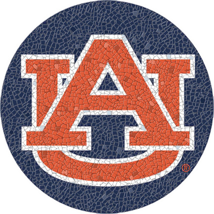 Small 10.5 Inch Round Pool Art - Auburn Tigers Team Logo
