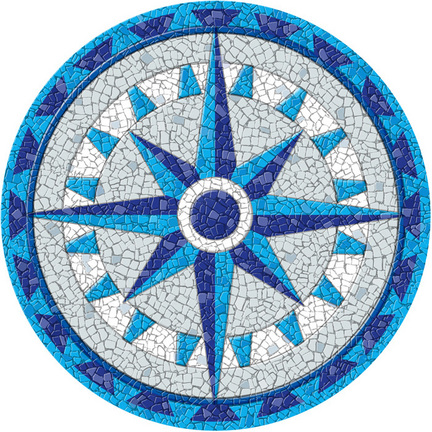 Medium 23 Inch Round Pool Art - Compass