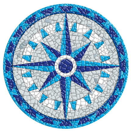 Small 10.5 Inch Round Pool Art - Compass (Set of Two Emblems)