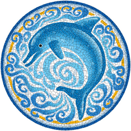 Medium 23 Inch Round Pool Art - Single Dolphin