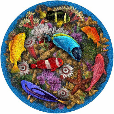Small 10.5 Inch Round Pool Art - Coral Reef (Set of Two Emblems)