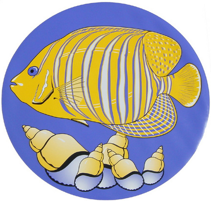 Mini 7 Inch Round Pool Art - Tropical Fish Nature Design (Set of Four Emblems)
