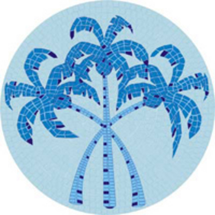 Mini 7 Inch Round Pool Art - Three Palm Trees (Set of Four Emblems)