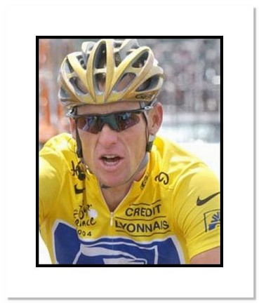 Lance Armstrong Team USA "Cycling Tour de France Helmet On" Double Matted 8" x 10" Photograph