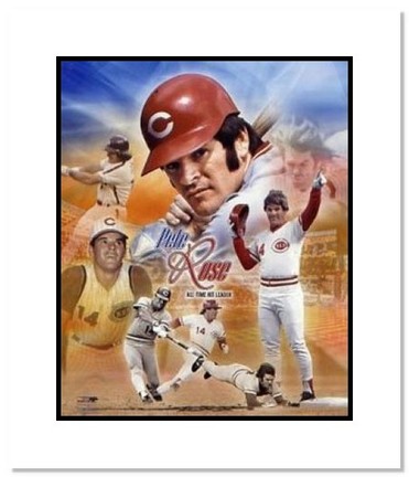 Pete Rose Cincinnati Reds MLB "Legends Collage" Double Matted 8" x 10" Photograph