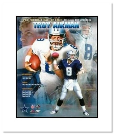 Troy Aikman Dallas Cowboys NFL "2006 Hall Of Fame Collage" Double Matted 8" x 10" Photograph