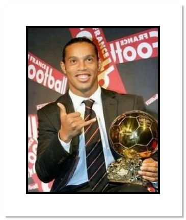 Ronaldinho FC Barcelona "2005 FIFA Player of the Year Award" Double Matted 8" x 10" Photograph