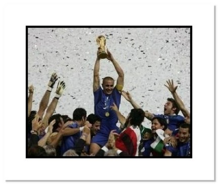Fabio Cannavaro (Italy) "2006 at World Cup Trophy Celebration" Double Matted 8" x 10" Photograph