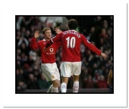 Ruud van Nistelrooy and Wayne Rooney Manchester United English Premier League "Goal Celebration" Double Matted