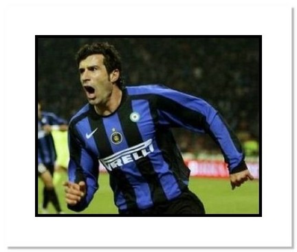 Luis Figo Inter Milan "Goal Celebration" Double Matted 8" x 10" Photograph