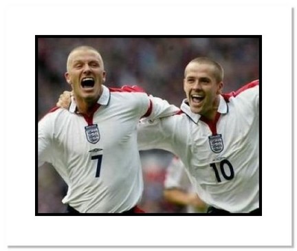 David Beckham and Michael Owens (England) "Goal Celebration at World Cup" Double Matted 8" x 10" Pho