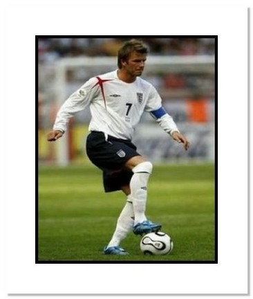 David Beckham (England) "With Ball at World Cup" Double Matted 8" x 10" Photograph