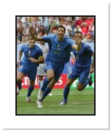 Marco Materazzi (Italy) "Goal Celebration at World Cup" Double Matted 8" x 10" Photograph