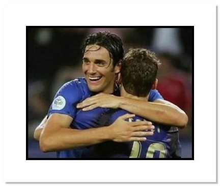 Luca Toni and Francesco Totti (Italy) "Goal Celebration at World Cup" Double Matted 8" x 10" Photogr