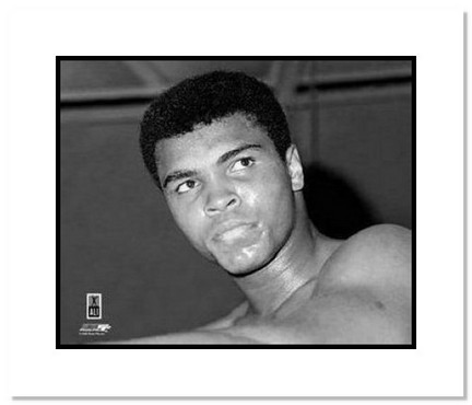 Muhammad Ali Boxing "Black and White Closeup" Double Matted 8" x 10" Photograph