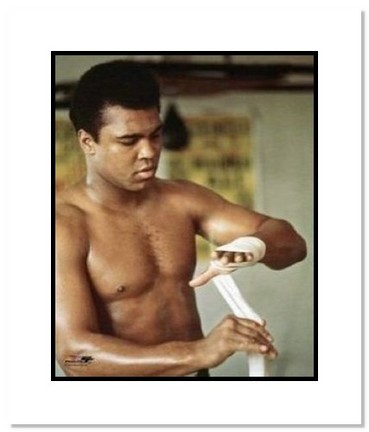 Muhammad Ali Boxing "Handwraps" Double Matted 8" x 10" Photograph