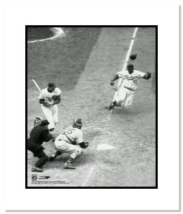 Jackie Robinson Brooklyn Dodgers MLB "Stealing Home" Double Matted 8" x 10" Photograph