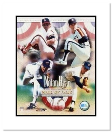 Nolan Ryan Texas Rangers MLB "Hall of Fame Tribute Mets, Astros, Rangers and Angels" Double Matted 8" x 1