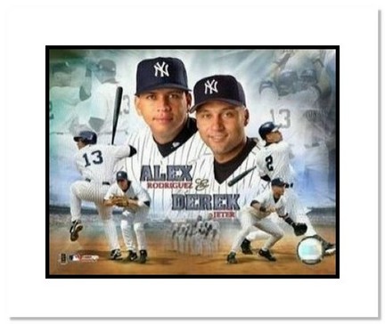 Alex Rodriguez and Derek Jeter New York Yankees MLB "Composite Collage" Double Matted 8" x 10" Photo