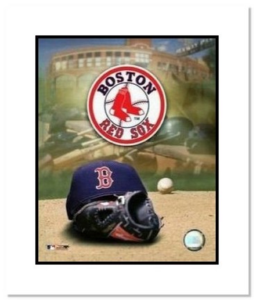 Boston Red Sox MLB "Team Logo and Baseball Cap Collage" Double Matted 8" x 10" Photograph