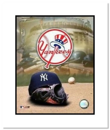 New York Yankees MLB "Team Logo and Baseball Cap Collage" Double Matted 8" x 10" Photograph