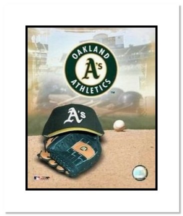 Oakland Athletics MLB "Team Logo and Baseball Cap Collage" Double Matted 8" x 10" Photograph