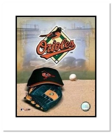 Baltimore Orioles MLB "Team Logo and Baseball Cap Collage" Double Matted 8" x 10" Photograph