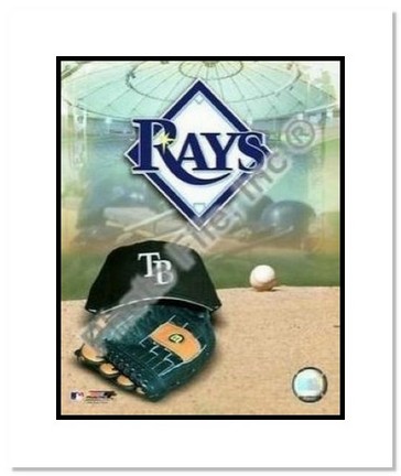 Tampa Bay Rays MLB "Team Logo and Baseball Cap Collage" Double Matted 8" x 10" Photograph