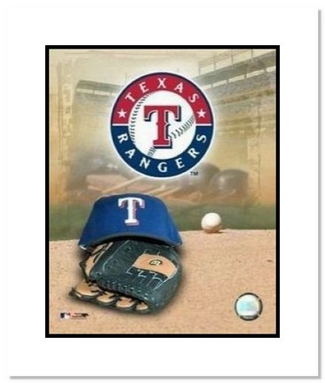 Texas Rangers MLB "Team Logo and Baseball Cap Collage" Double Matted 8" x 10" Photograph