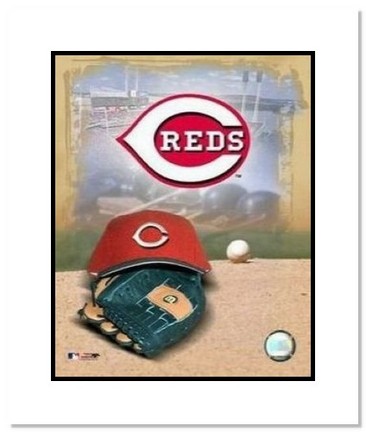 Cincinnati Reds MLB "Team Logo and Baseball Cap Collage" Double Matted 8" x 10" Photograph