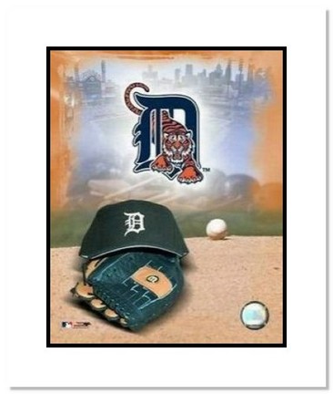 Detroit Tigers MLB "Team Logo and Baseball Cap Collage" Double Matted 8" x 10" Photograph