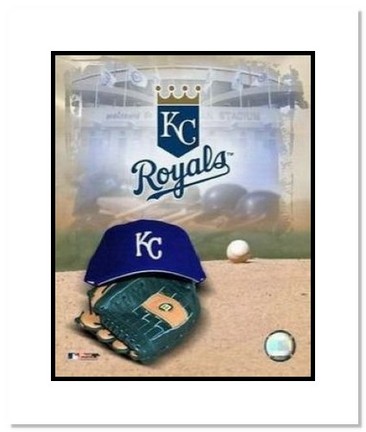 Kansas City Royals MLB "Team Logo and Baseball Cap Collage" Double Matted 8" x 10" Photograph