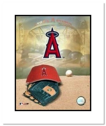 Los Angeles Angels of Anaheim MLB "Team Logo and Baseball Cap Collage" Double Matted 8" x 10" Photog