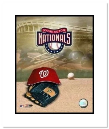Washington Nationals MLB "Team Logo and Baseball Cap Collage" Double Matted 8" x 10" Photograph