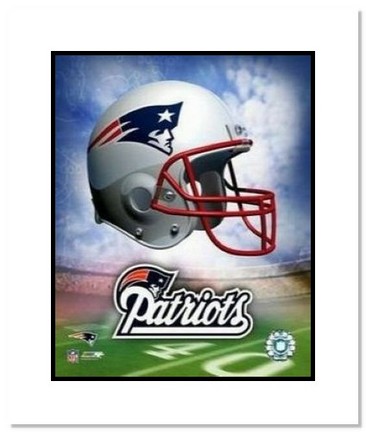 New England Patriots NFL "Team Logo and Football Helmet Collage" Double Matted 8" x 10" Photograph