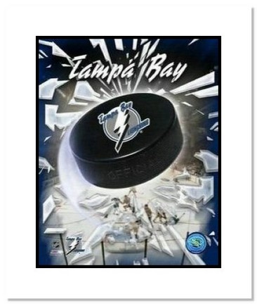 Tampa Bay Lightning NHL "Team Logo and Hockey Puck" Double Matted 8" x 10" Photograph