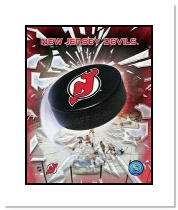 New Jersey Devils NHL "Team Logo and Hockey Puck" Double Matted 8" x 10" Photograph
