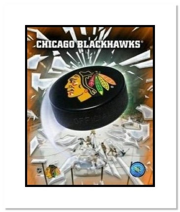 Chicago Blackhawks NHL "Team Logo and Hockey Puck" Double Matted 8" x 10" Photograph