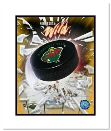 Minnesota Wild NHL "Team Logo and Hockey Puck" Double Matted 8" x 10" Photograph