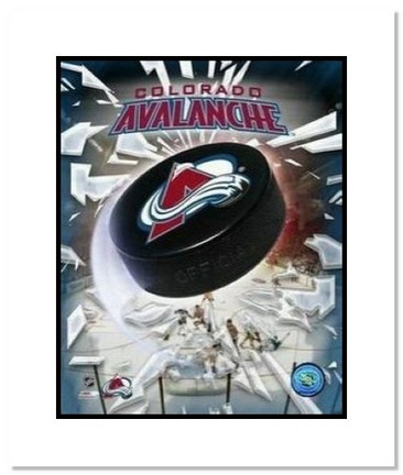 Colorado Avalanche NHL "Team Logo and Hockey Puck" Double Matted 8" x 10" Photograph