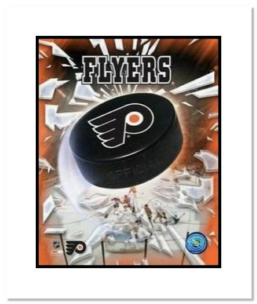 Philadelphia Flyers NHL "Team Logo and Hockey Puck" Double Matted 8" x 10" Photograph