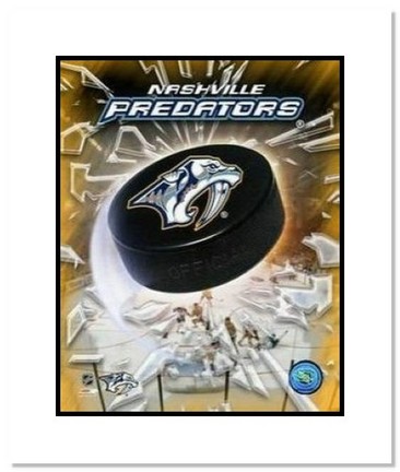 Nashville Predators NHL "Team Logo and Hockey Puck" Double Matted 8" x 10" Photograph