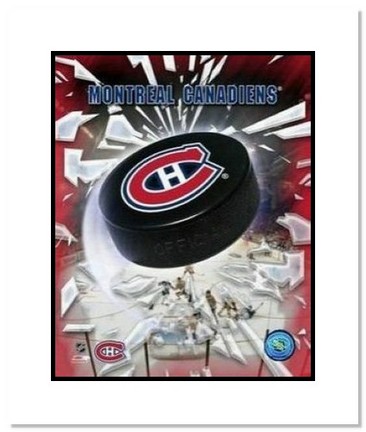 Montreal Canadiens NHL "Team Logo and Hockey Puck" Double Matted 8" x 10" Photograph