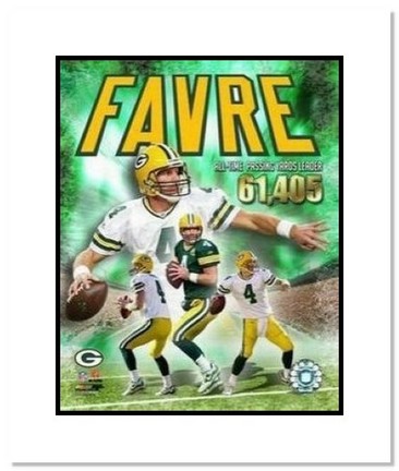 Brett Favre Green Bay Packers NFL "All Time Passing Leader Collage" Double Matted 8" x 10" Photograp