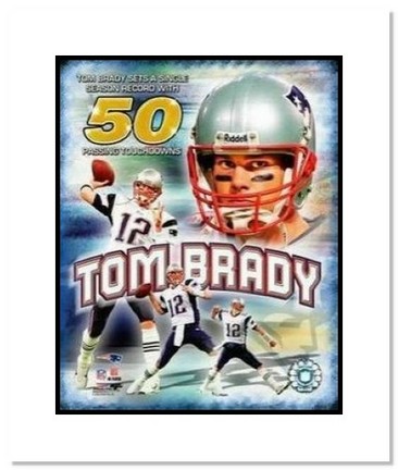 Tom Brady New England Patriots NFL "50 TD Collage" Double Matted 8" x 10" Photograph