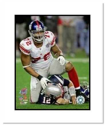 Osi Umenyiora New York Giants NFL "Super Bowl XLII Sacking Brady" Double Matted 8" x 10" Photograph