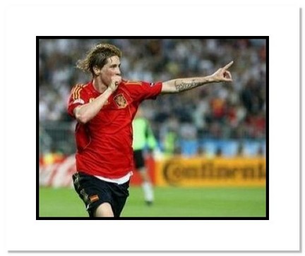 Fernando Torres (Spain) "2008 European Championship Goal Celebration" Double Matted 8" x 10" Photogr